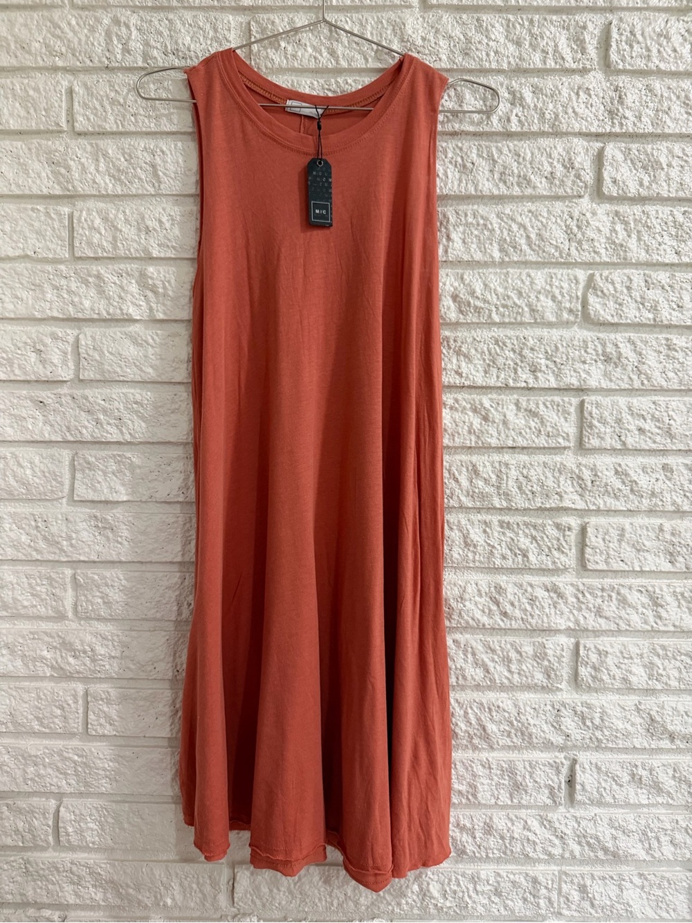 M Collection Sleeveless A-Line Mini Dress in Rust Orange